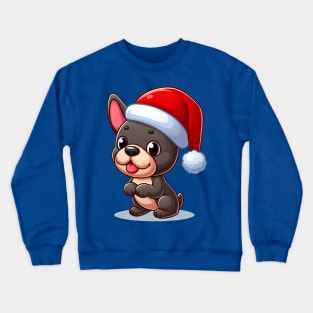 French Bulldog in a Santa Hat Crewneck Sweatshirt